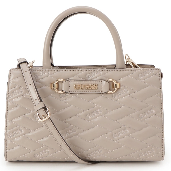 Guess Taupe Quilted Satchel Bag